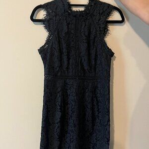 Midi black lace dress